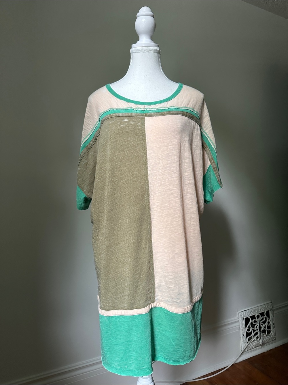WE THE FREE Charleston Burnout Colour-Block Oversized Boho Summer Tunic XS